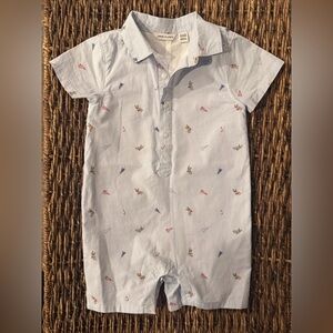 Janie and Jack Pinstripes and Puppies Romper 🐶